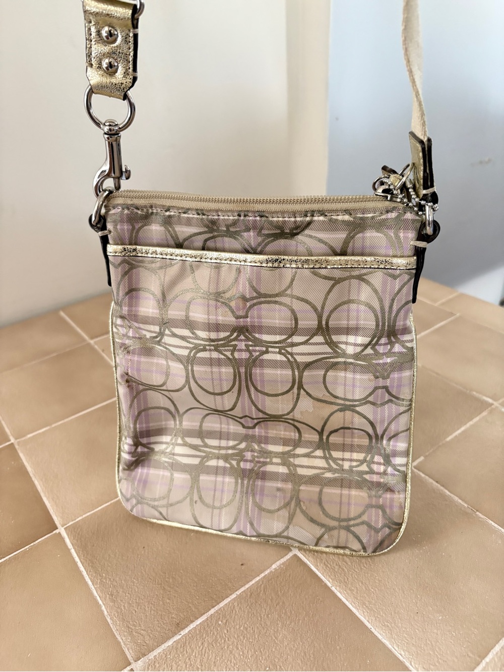 Coach Pink & Gold Signature Crossbody